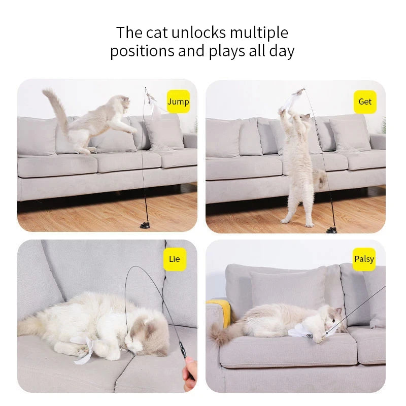 Professional Suction Cup Simulation Bird Feather Cat Teaser Wand