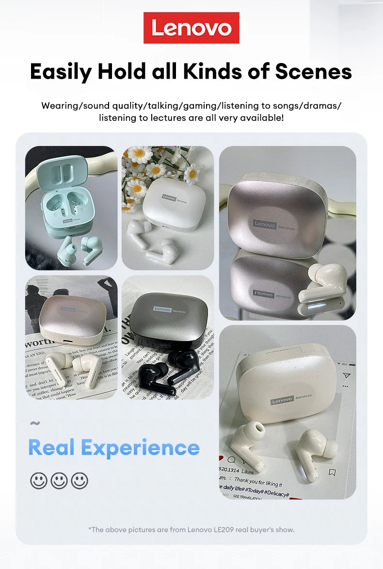Lenovo LE209 Wireless Bluetooth Earphone ANC Noise Reduction HiFi Music Bluetooth Headphone 30H Battery Life Gaming Headset
