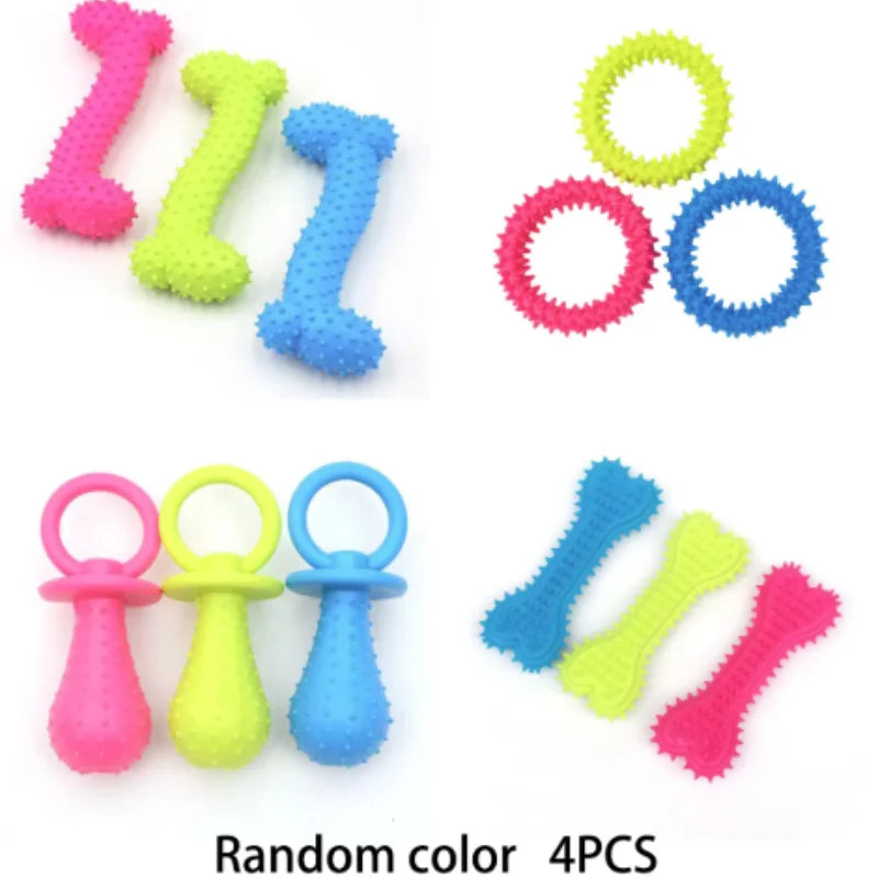 Small Dog Rubber Bone Chew Toy Bite-Resistant Training Tool
