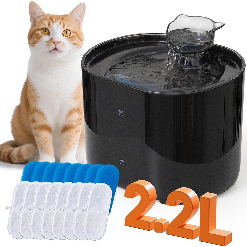 Bebedouro Automático para Gatos com Filtro, Dispensador de Água para Cães e Gatos, Bomba Elétrica USB Silenciosa, Orelha de Gato, Bebedouro para Animais de Estimação