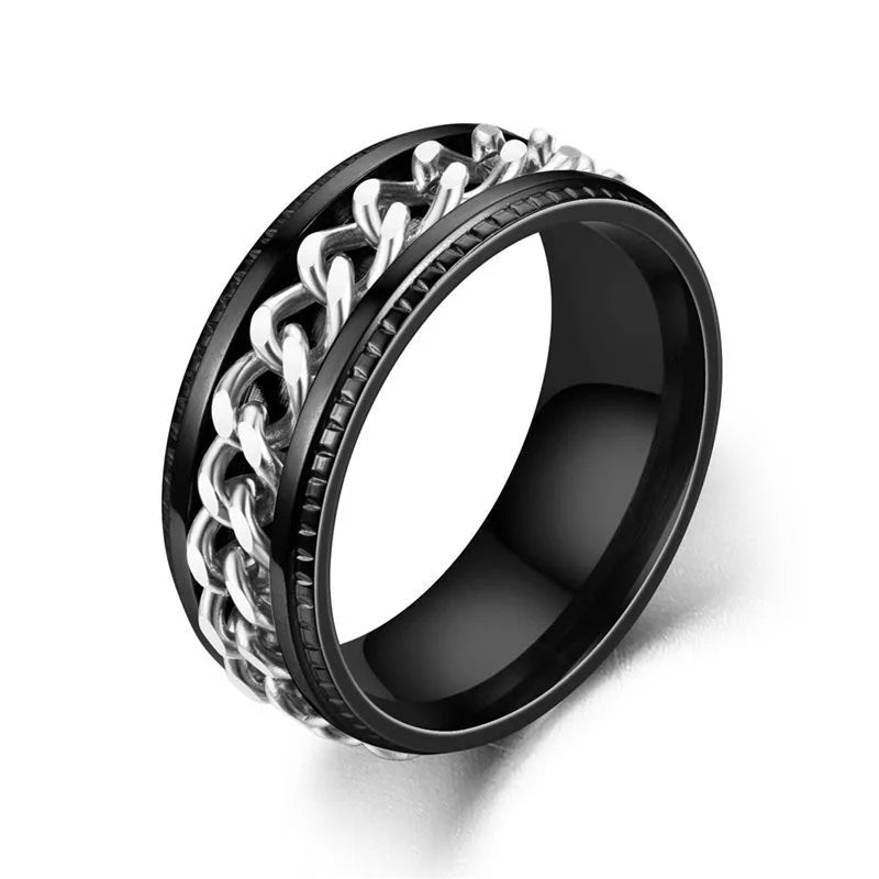 8mm Rotatable Chain Stainless Steel Fidget Spinner Ring