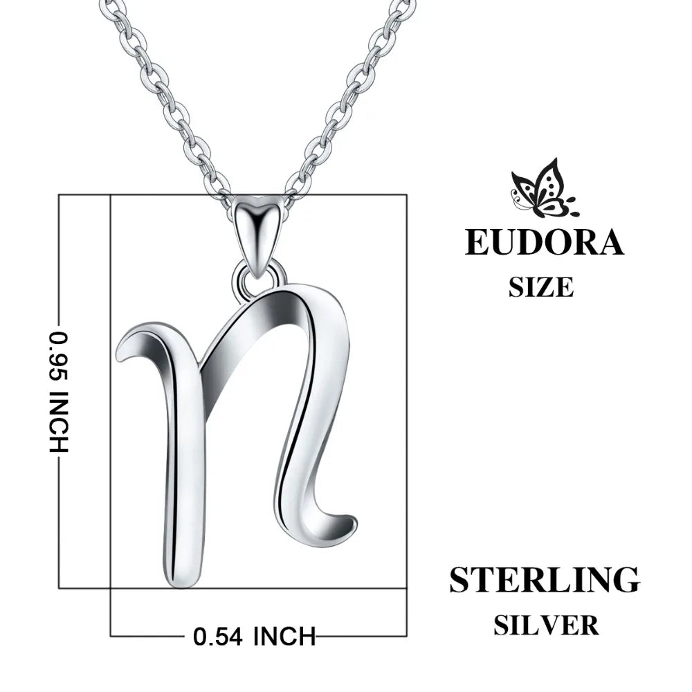 925 Sterling Silver Initial Letter Pendant Necklace