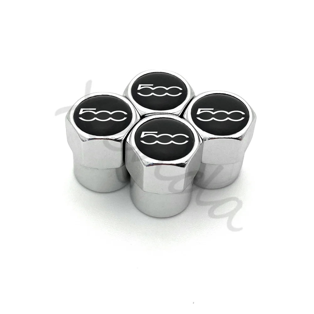4Pcs Aluminum Alloy Car Wheel Tire Valve Caps Air Tyre Stem Cover Case Plugs Airtight For Fiat 500 2007-2015 Styling Accessories