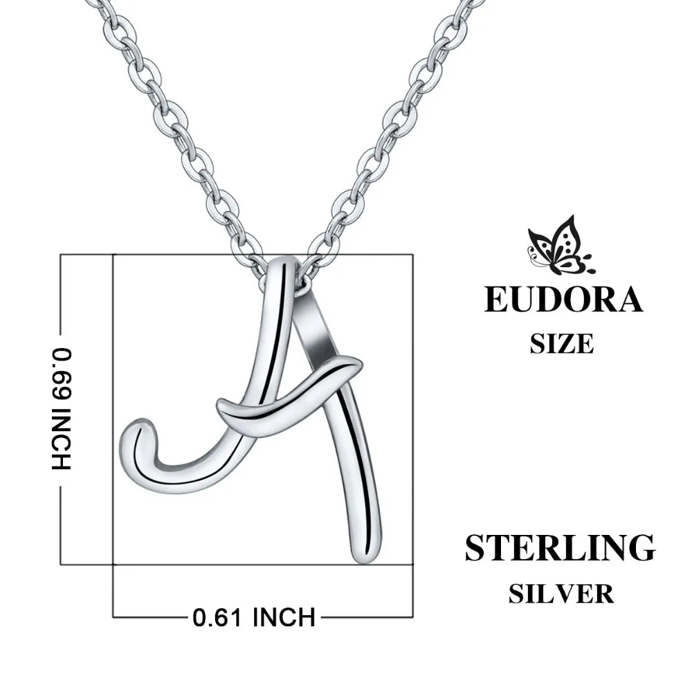 925 Sterling Silver Initial Letter Pendant Necklace