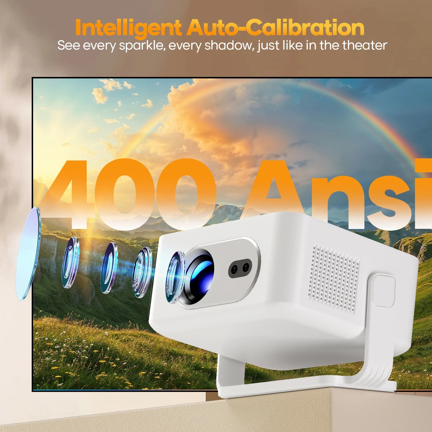 Magcubic Auto Focus Android 14 4K Projector 400ANSI 8K Native 720P HY300Max With Wifi6 BT5.4 Allwinner H726 Portable Outdoor