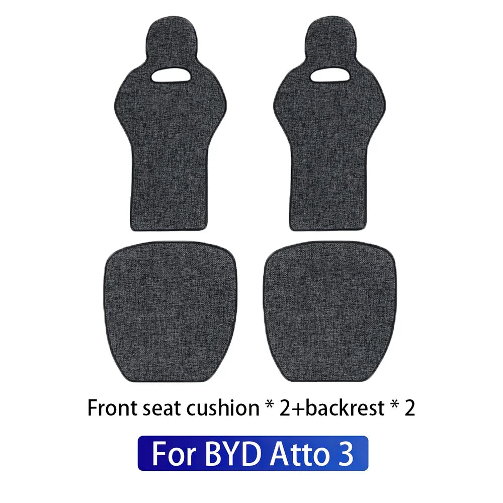 Para BYD Atto 3 Yuan Plus Tang Dolphin EV 2021 2022 2023 2024 2025 Almofada de Linho Respirável Tapete Protetor de Assento de Carro Acessórios