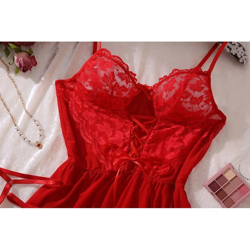 3-Piece Hot Babydoll Lingerie Set with Garter Belt