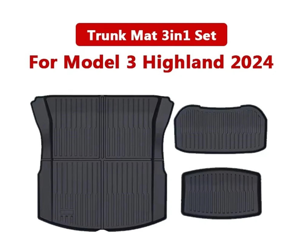 Tesla Model 3 Highland 2024-Present TPE Waterproof Trunk Mat Set