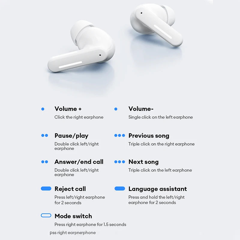Lenovo LE209 Wireless Bluetooth Earphone ANC Noise Reduction HiFi Music Bluetooth Headphone 30H Battery Life Gaming Headset