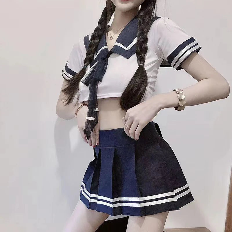 Sexy 2-Piece Student Uniform Role Play Nightgown Set