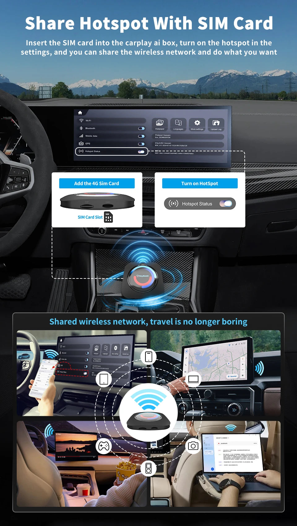 iHeylinkit BW550M Smart Ai Box Android13.0 QCM6125 Wireless CarPlay Adapter Android Auto Support Google Play Video Game Software