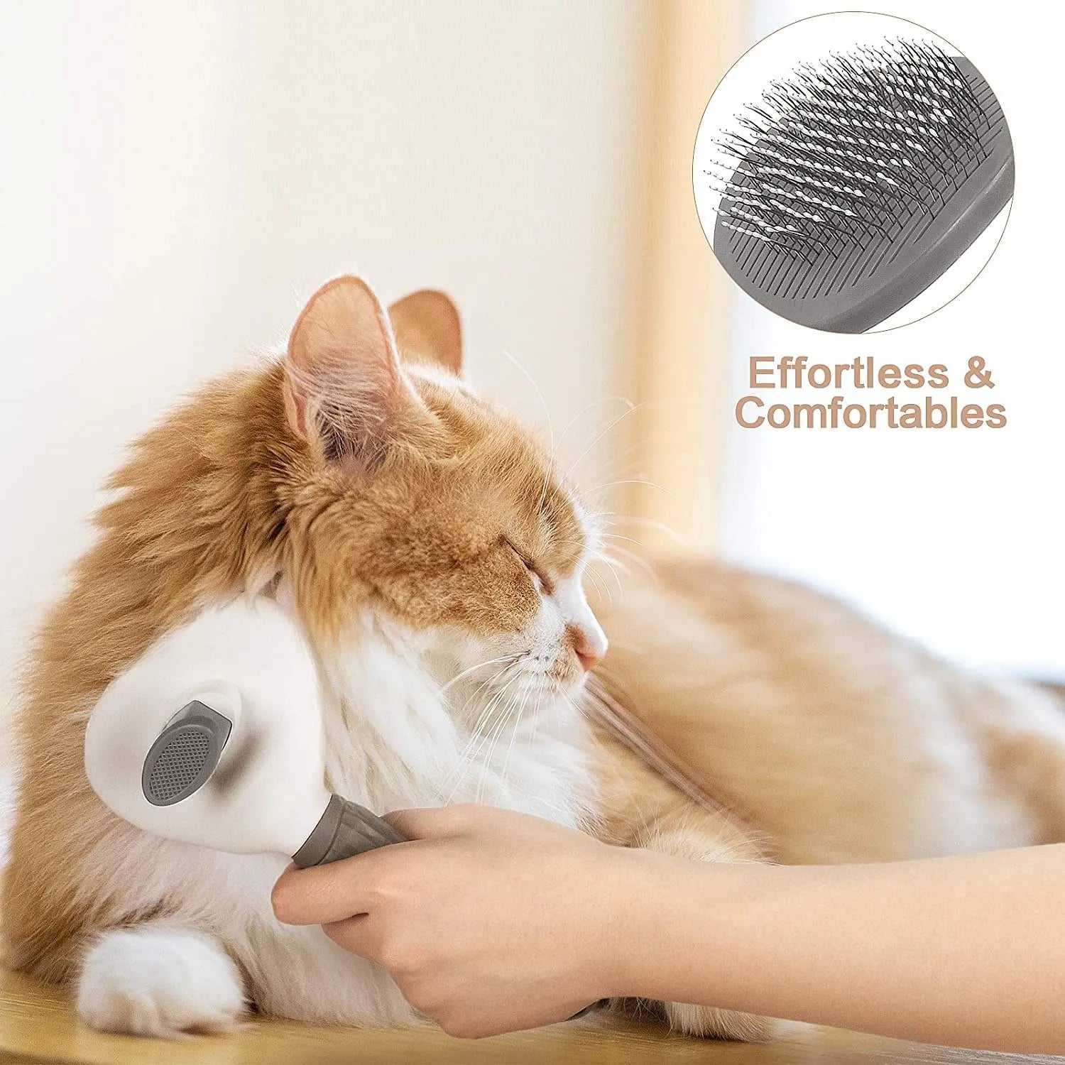 Self-Cleaning Stainless Steel Pet Grooming Brush for Dogs & Cats