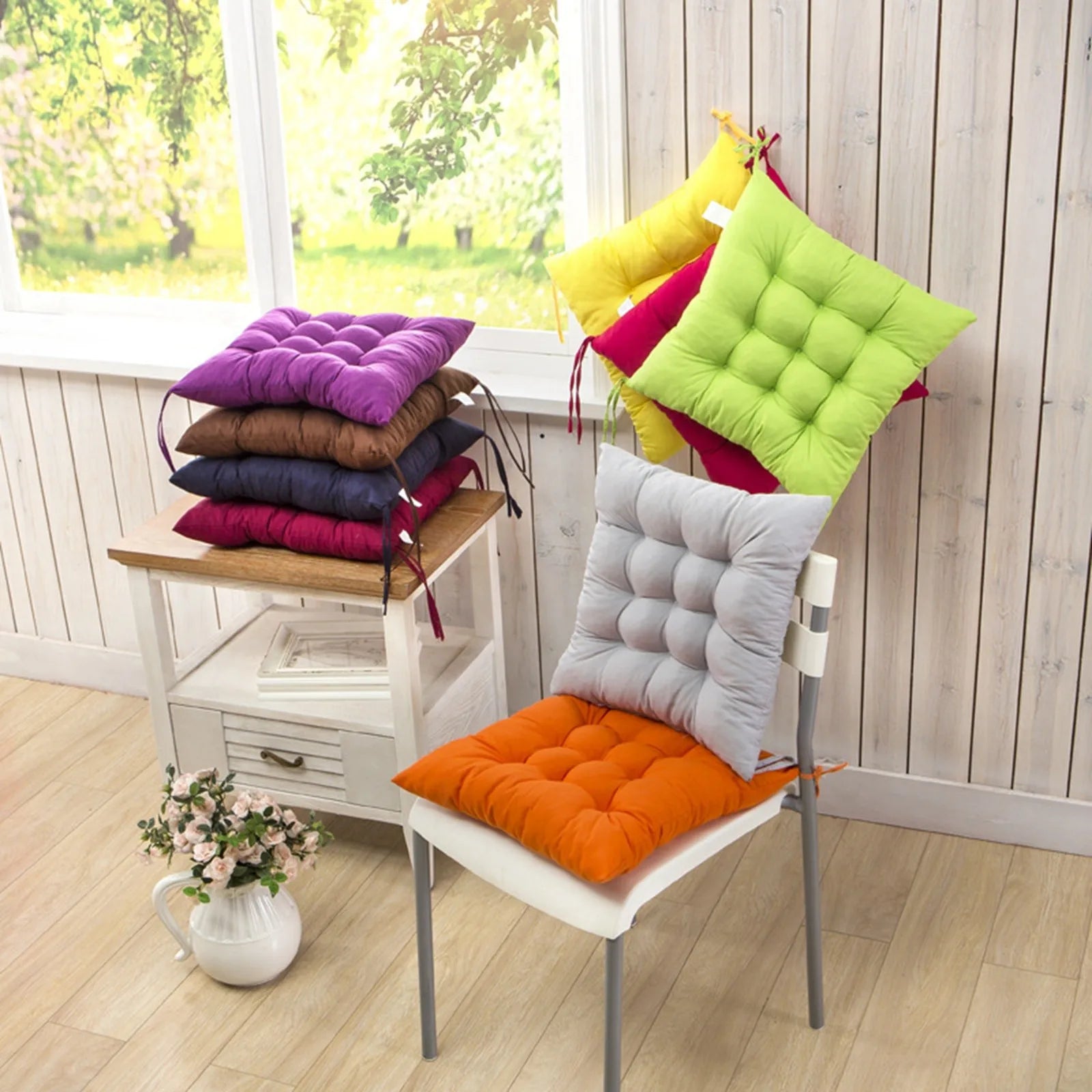 New Home Textile Cushion Garden HomeTie On Office Garden Dining Kitchen Colourful Chunky Seat Pads Cushion Chair Garden Cushion