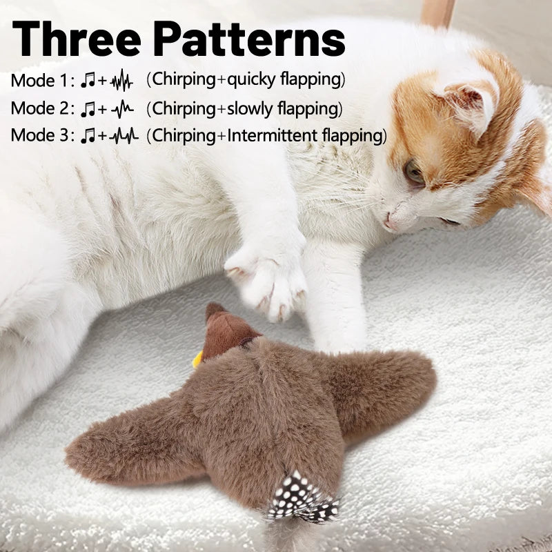Interactive Flapping Bird Cat Toy with Catnip & USB Charging