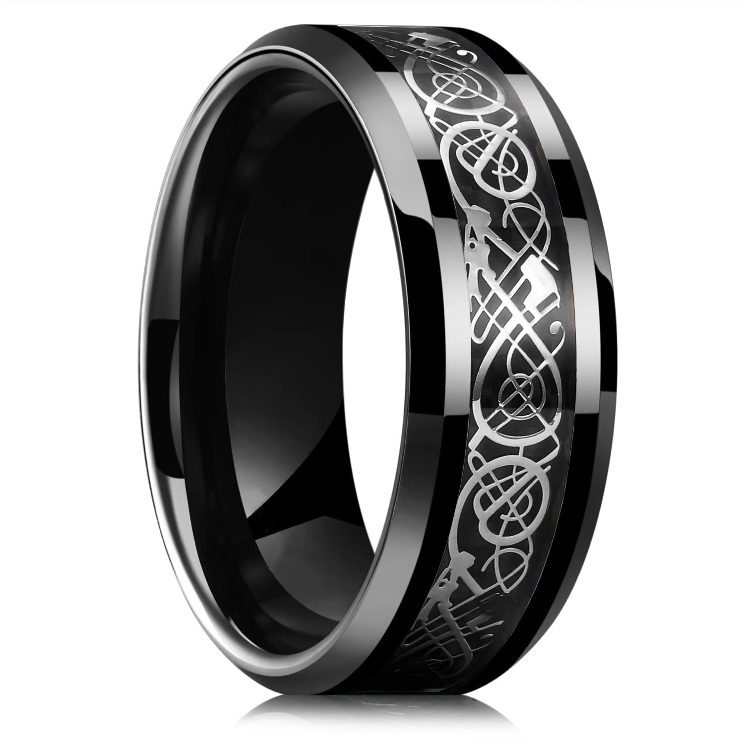 8mm Brushed Stainless Steel Step Edge Ring Multi-Color Collection