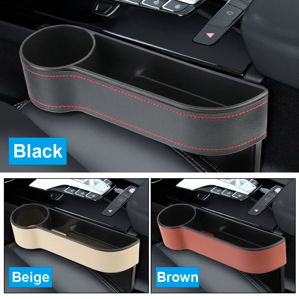 Car Organizer Auto Crevice Pocket Phone Bottle Cups Holder Seat Gap Leather Storage Box Car Accessories,USB Chargers Optional