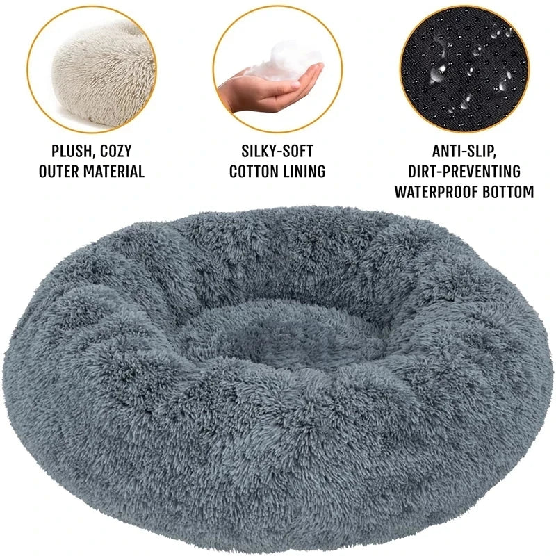 Cama Para Animais De Estimação Super Macia Para Gatos Pelúcia Tamanho Normal Lavável Cama Calmante Cama Donut Artefacto De Dormir Confortável Adequado Para O Inverno