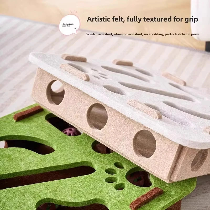 Interactive Suede Puzzle Box and Ball Exercise Cat Toy