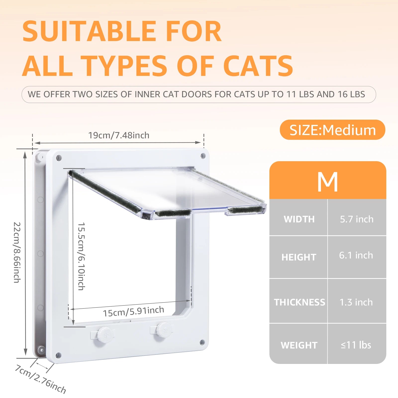 Professional 4-Way Locking ABS Security Pet Door