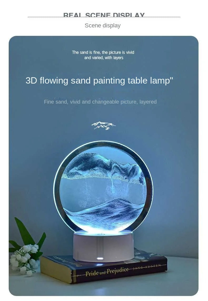 AuraSphere RGB – 3D Moving Sand Art Lamp with 16-Color LED