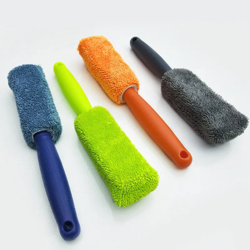 Car Wash Portable Microfiber Wheel Tire Rim Brush Car Wheel Wash Cleaning for Car with Plastic Handle Auto Washing Cleaner Tools