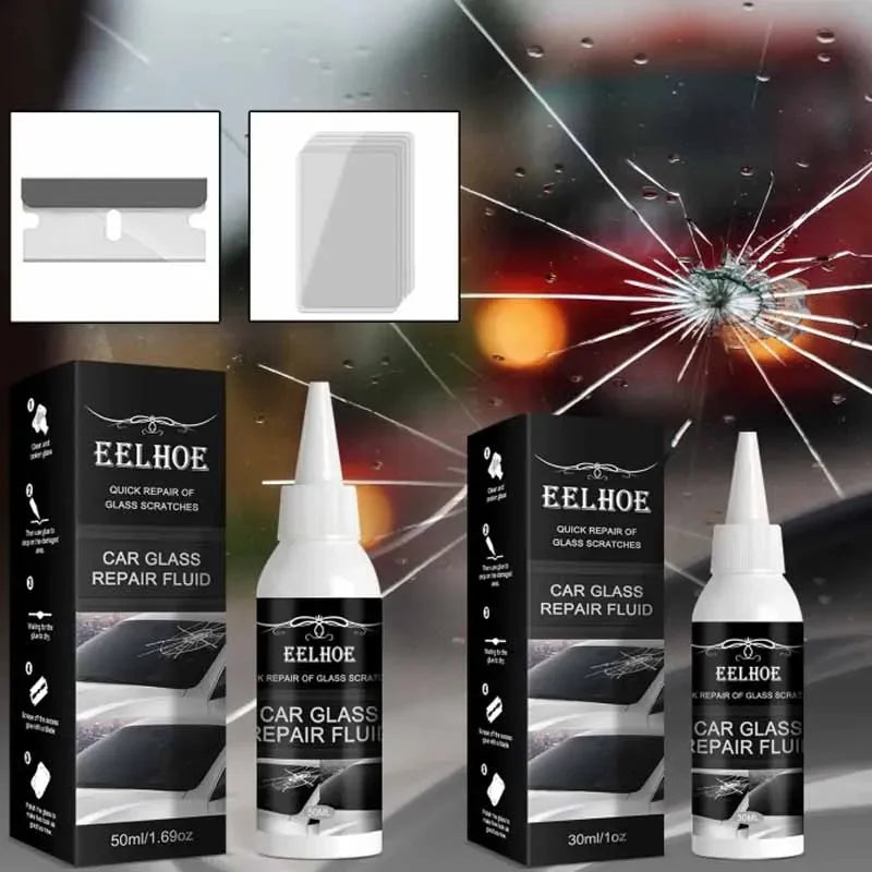Car Windshield Repair Kit DIY Glue Quick Fix Car Glass Crack Repair Agent Chips Cracks Combined Repair for All Types of Glass