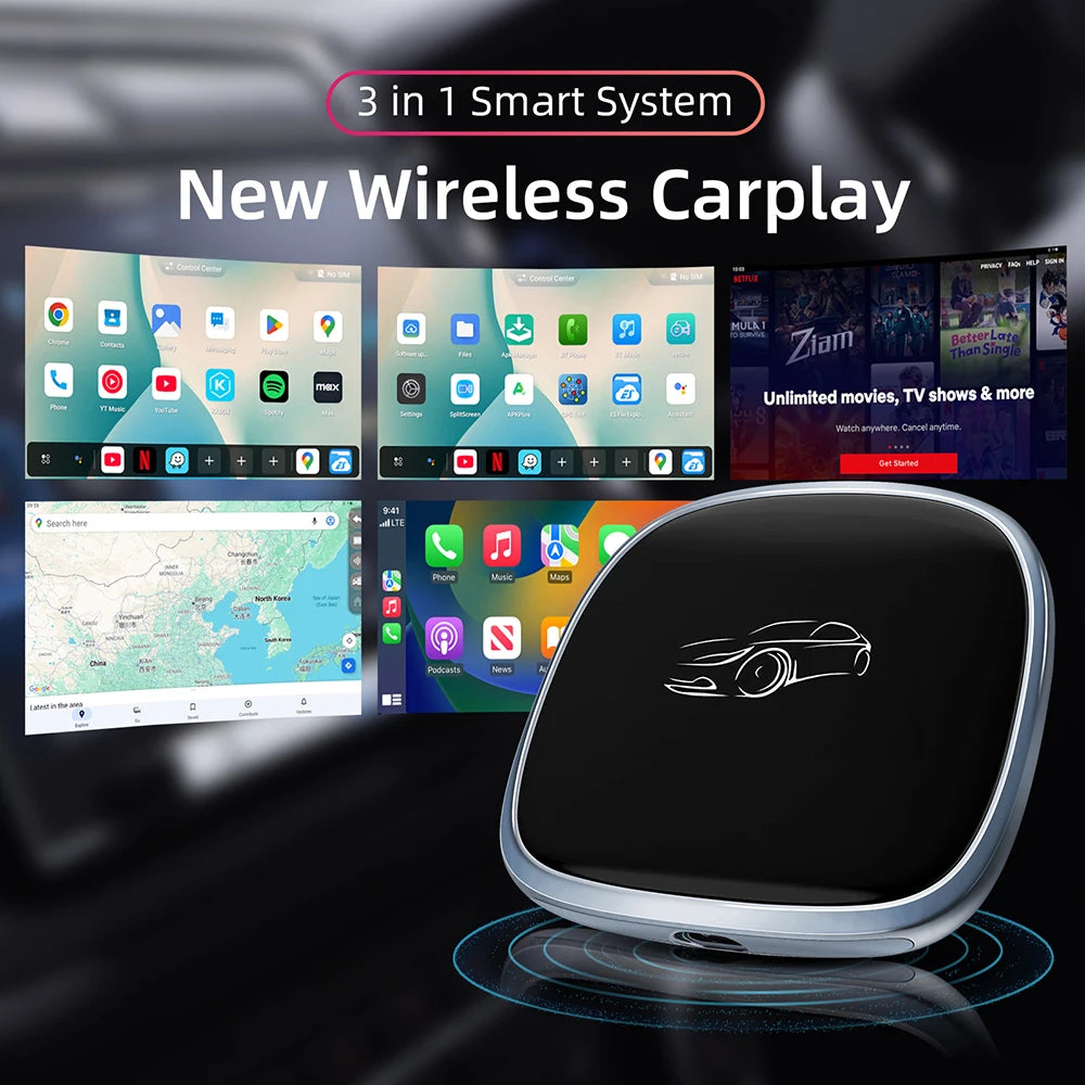 Smart CarPlay AI Box 2026 - Android 13 | Qualcomm Octa-Core | 4G+64GB Wireless Multimedia Adapter