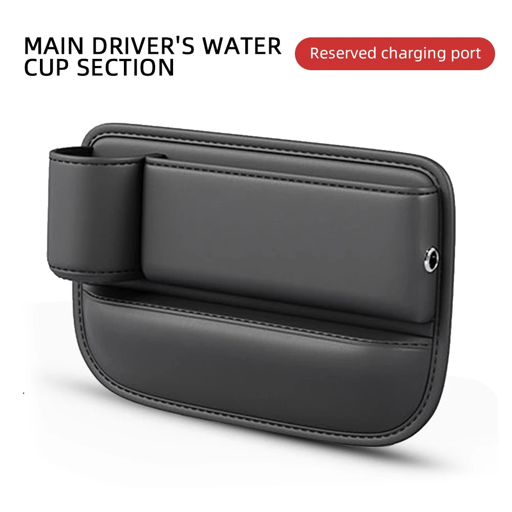 Multifunction Car Seat Gap Leak-proof Storage Bag  PU Leather Seat Slot Organizer BoxFor Car Seat Gap Filler With Cup Holder