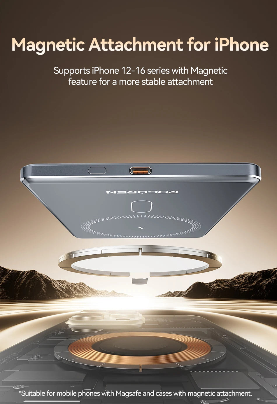 Rocoren 10000mAh Magnetic PowerBank Fast Charging 5000mAh Power Bank Portable Wireless Charger Battery For iPhone 17 16 Pro Max