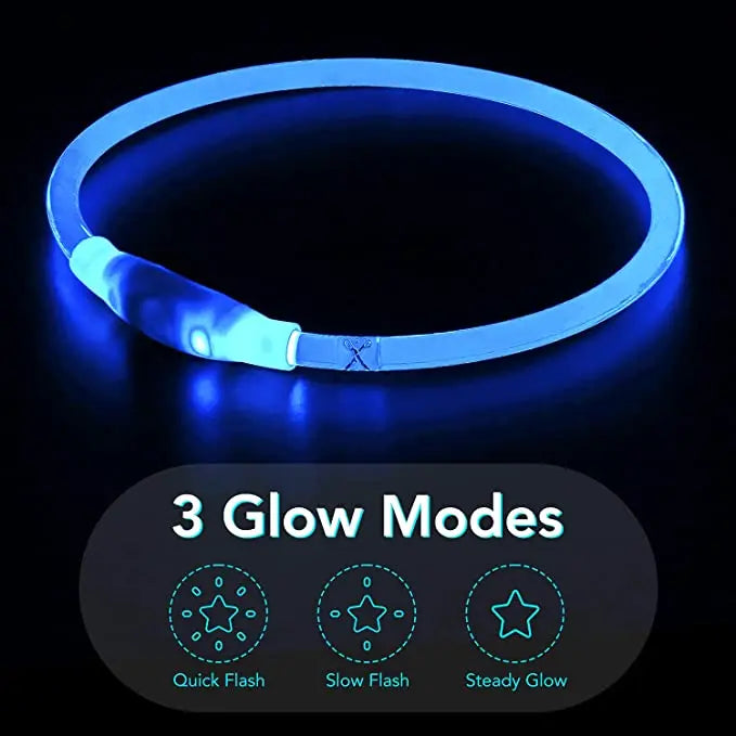 USB Rechargeable LED Luminous Safety Dog Collar - Cut-to-Fit
