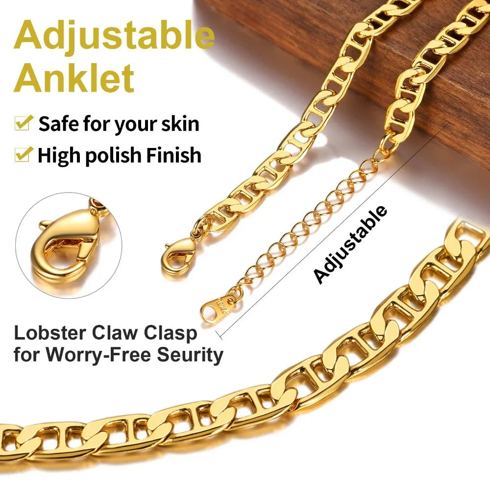 Stainless Steel Multi-Style Anchor and Curb Chain Anklet