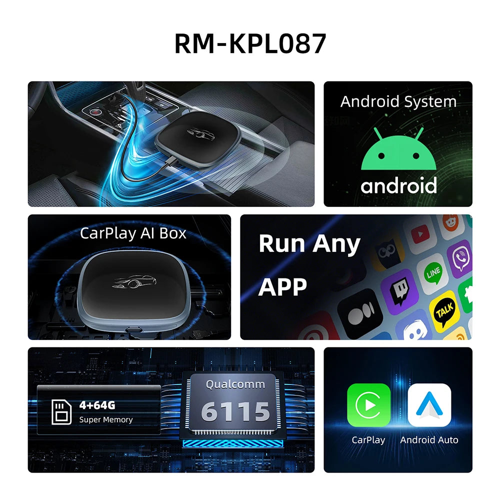 Smart CarPlay AI Box 2026 - Android 13 | Qualcomm Octa-Core | 4G+64GB Wireless Multimedia Adapter