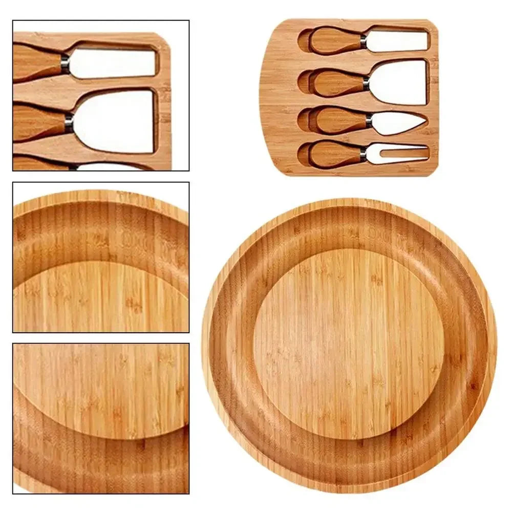 Bamboo Charcuterie Board Set with Integrated Knife Drawer