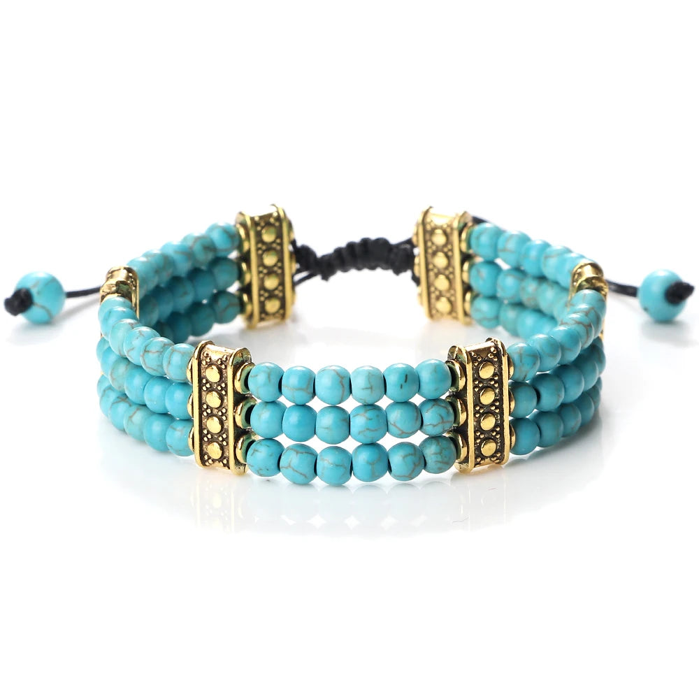 4mm Natural Stone Braided Energy Yoga Bracelet