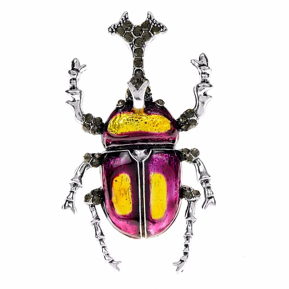 Exquisite Full Crystal Beetle Brooch Elegant Lady Insect Pin