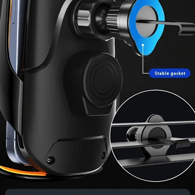 Suporte de telemóvel sem fios para carro, atualizado, 1 unidade, com carregamento sem fios, componentes de ventilação universais, braço rotativo 360°, conector USB
