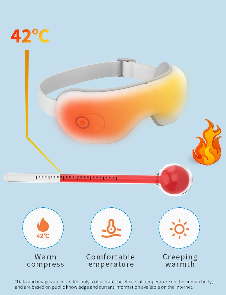 Folding Eye Massager Eye Mask with Heat and Bluetooth Music Airbag Eye Care Device Gift for Eye Strain Dry Eye Improve Sleep