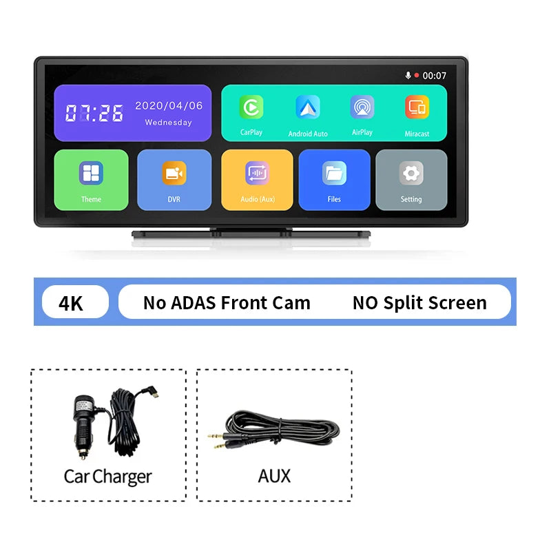 Câmara de Tablier 4K Imagebon H50 de 11.3" ADAS CarPlay Sem Fios e Android Auto Gravação de 3 Canais Time Lapse Monitor de Estacionamento 24h Caixa Negra