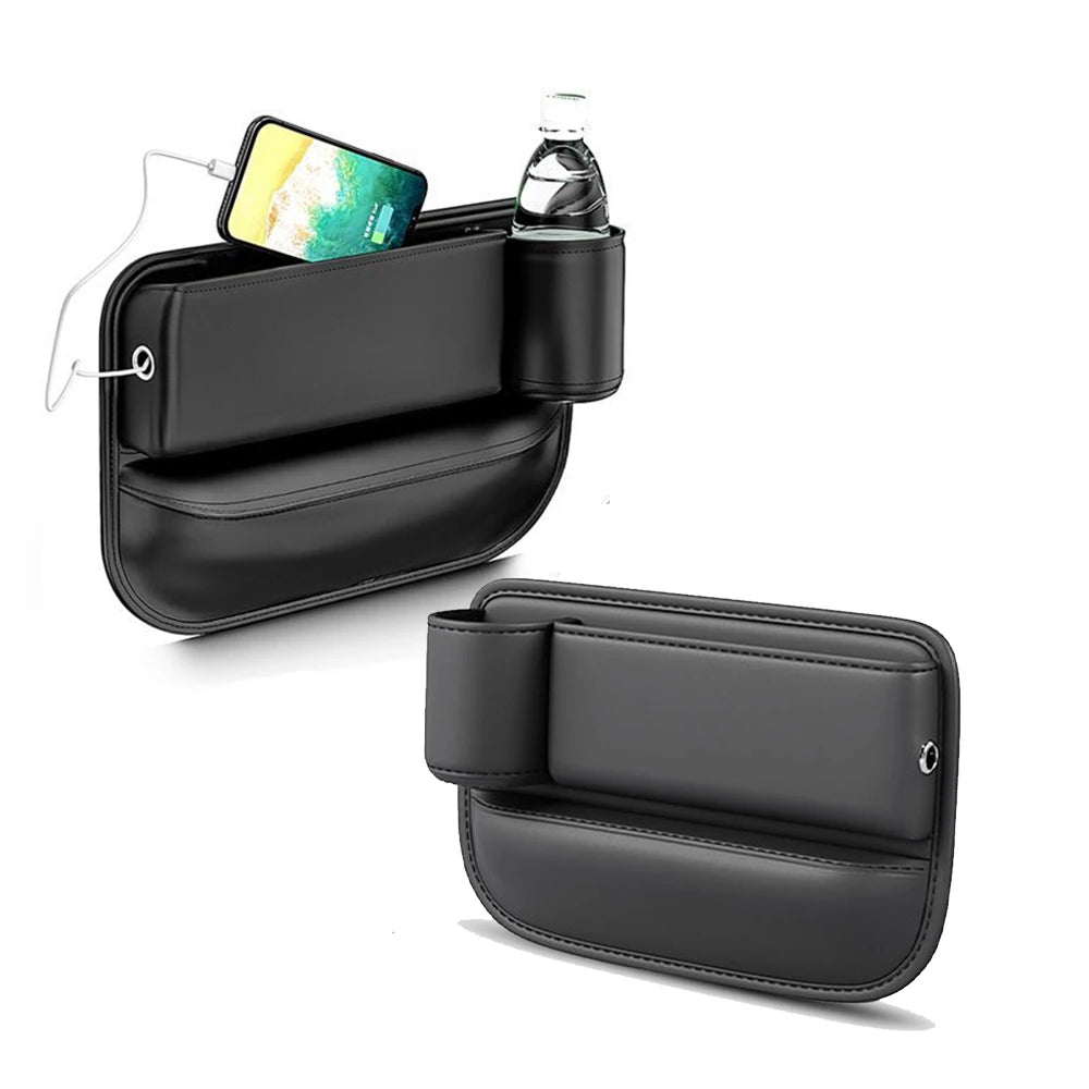 Multifunction Car Seat Gap Leak-proof Storage Bag  PU Leather Seat Slot Organizer BoxFor Car Seat Gap Filler With Cup Holder
