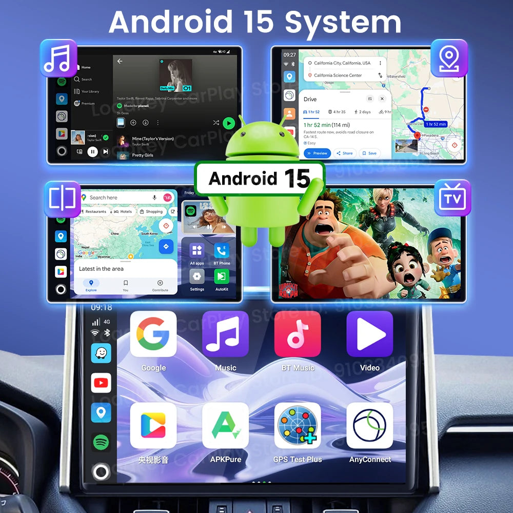 CarlinKit 3 In 1 Android 15 CarPlay Ai Box Wireless Adapter Android Auto Qualcomm SM6350 128GB 8-Core for Youtube Netflix FOTA