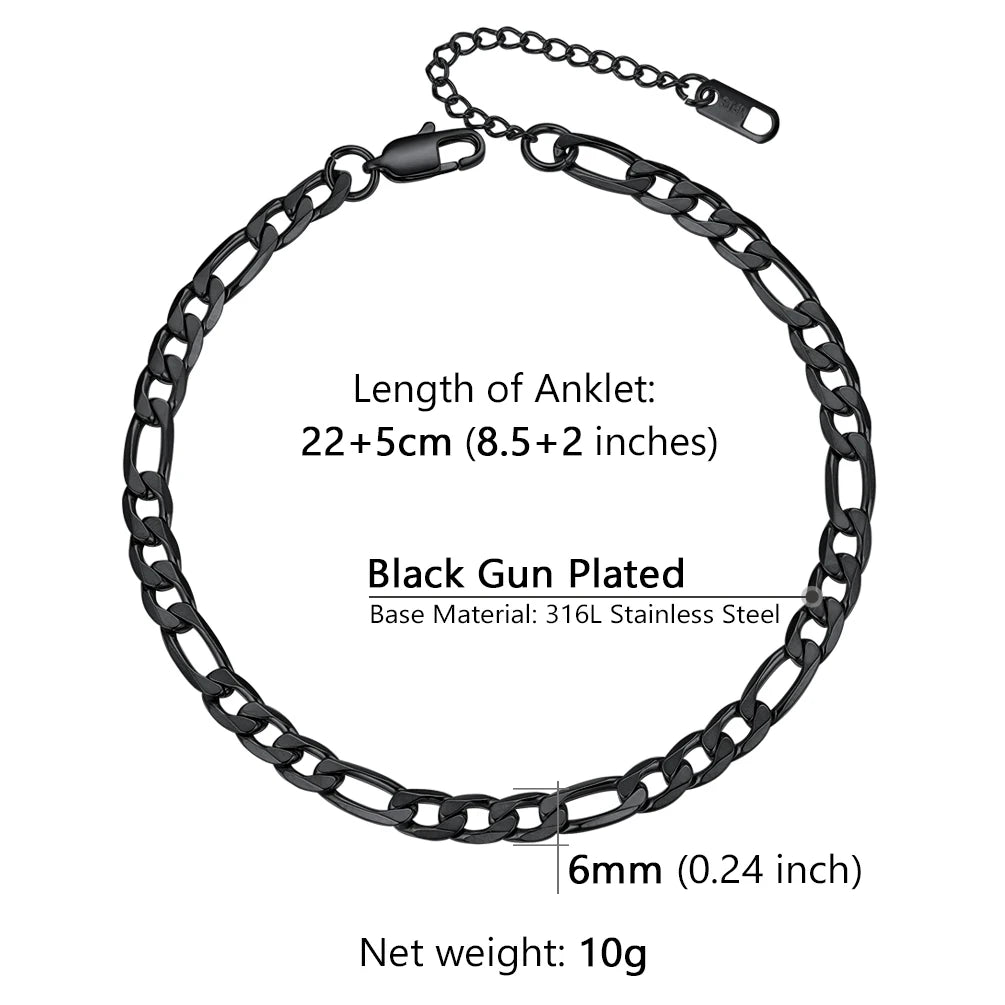 Stainless Steel Multi-Style Anchor and Curb Chain Anklet