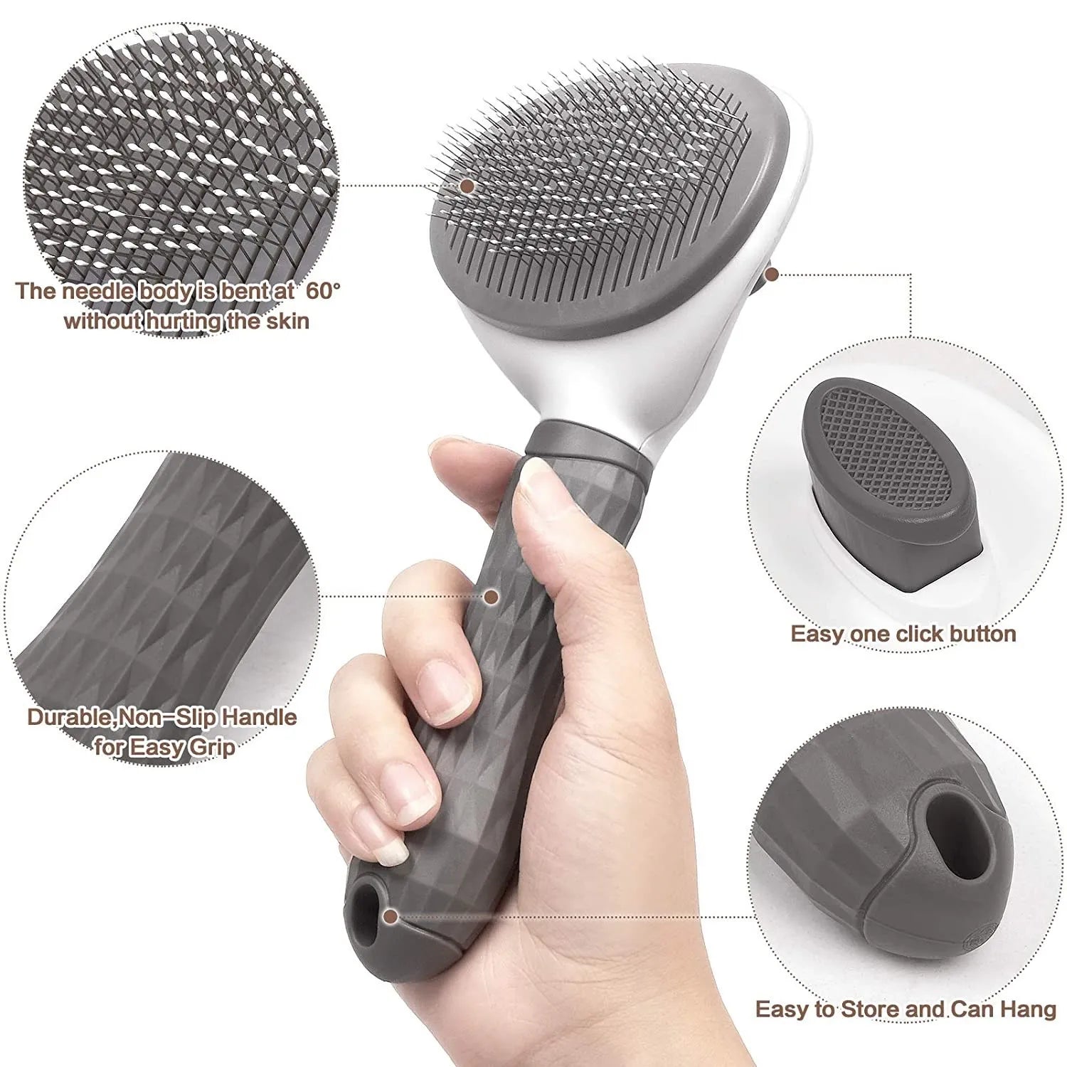 Self-Cleaning Stainless Steel Pet Grooming Brush for Dogs & Cats