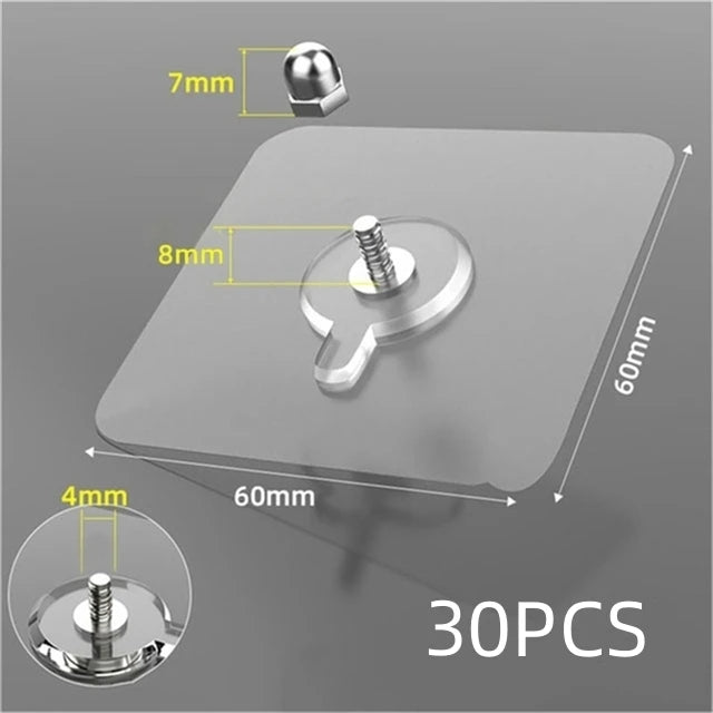 6-30Pcs Screw Wall Hooks Self Adhesive Hangers Seamless Nail Screw Free Sticker Hook for Wall Mount Kitchen Bathroom Home Office