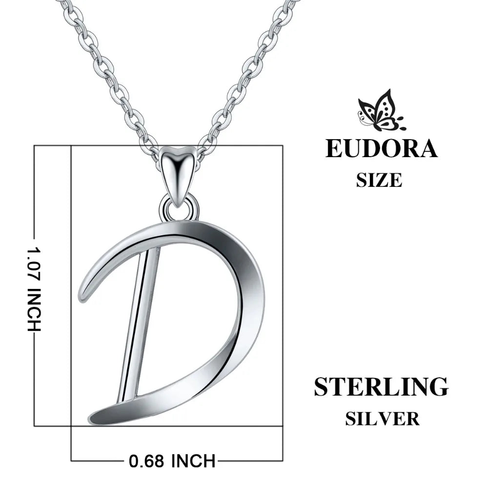 925 Sterling Silver Initial Letter Pendant Necklace