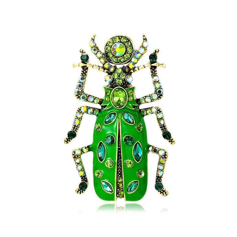 Exquisite Full Crystal Beetle Brooch Elegant Lady Insect Pin