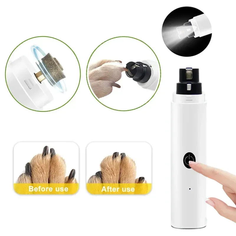Cortadores de Unhas Elétricos para Cães para Lixadores de Unhas de Cães Recarregáveis USB com Luz LED Silenciosos para Cuidado de Unhas de Patas de Gatos