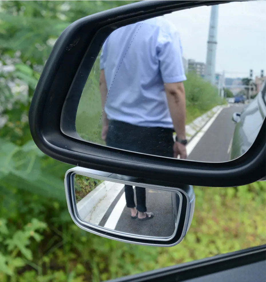 SEAMETAL 360-Degree Rotation Safety Convex Mirror Wide Angle Self-Adhesive Car Blind Spot Mirror Auto Auxiliary Rear View Mirror