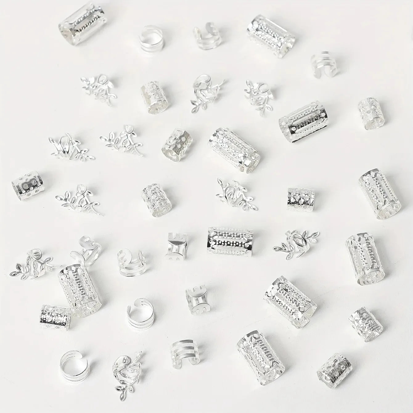 40-Piece Elegant Hollow Hair Ring Set for Braids and Locs