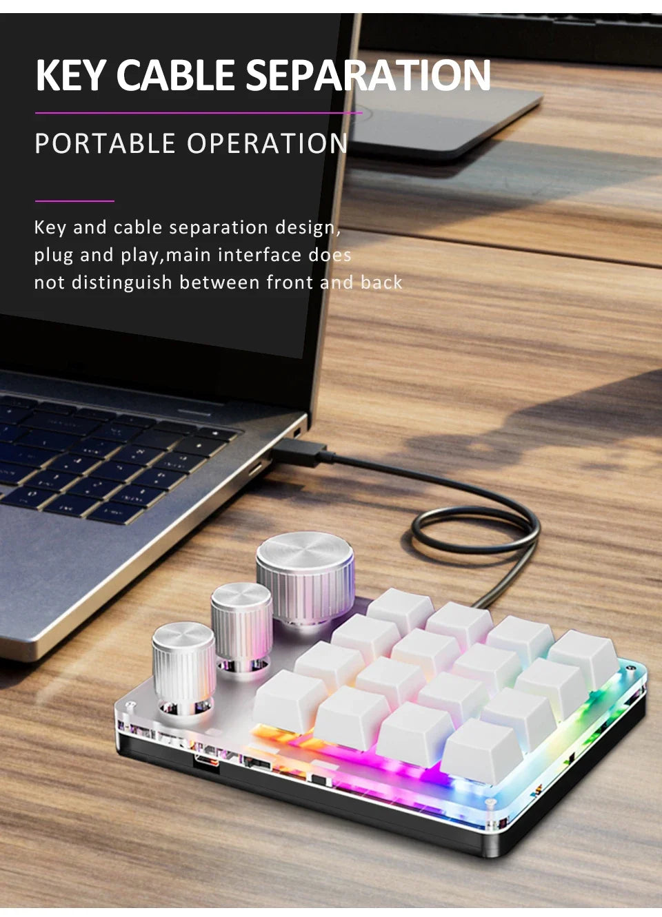 2.4G Customize Bluetooth 3 Modes USB Custom Mechanical Keyboard with Knob Volume Button Knob Programming Macro Gaming 16 Key Key