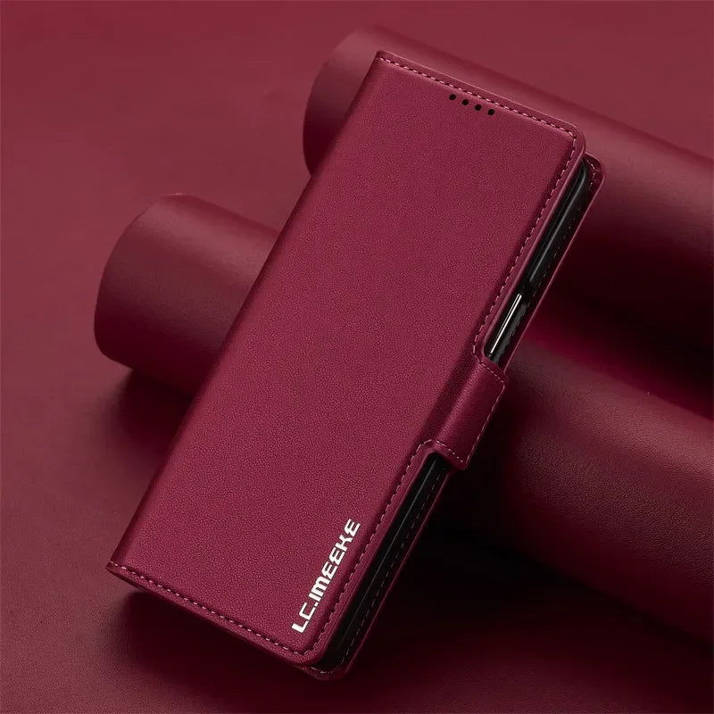 Magnetic Flip Leather Phone Case for Samsung Galaxy Z Fold 7 6 5 4 3 5G Fold6 Fold5 Fold4 Wallet Card Cover Etui Coque